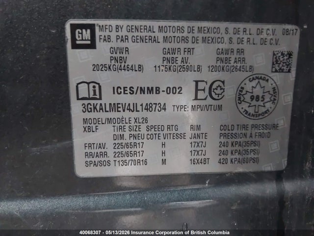 3GKALMEV4JL148734 GMC Terrain Sle