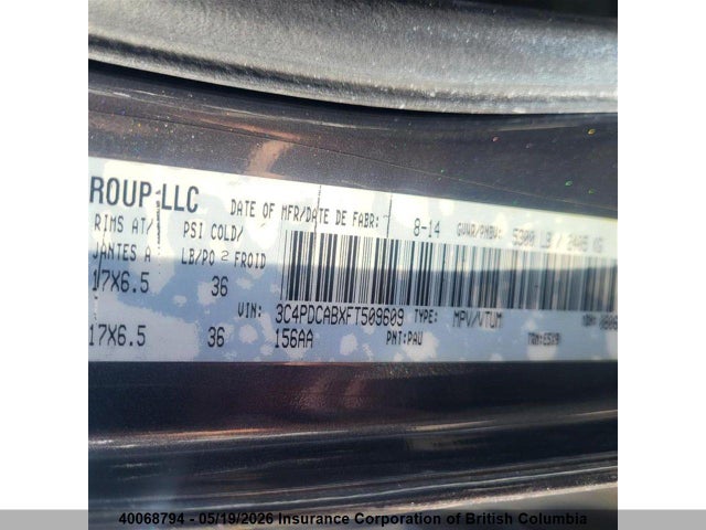 40068794 :رقم المزاد ، 3C4PDCABXFT509609 vin ، 2015 Dodge Journey Se مزاد بيع