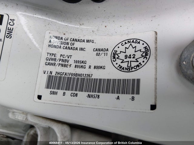 Продаж на аукціоні авто 2011 Honda Civic Lx-s, vin: 2HGFA1F69BH012267, номер лоту: 40068411