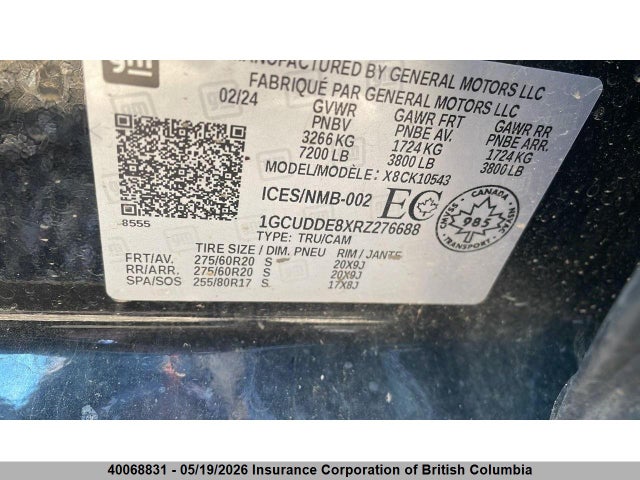 1GCUDDE8XRZ276688 Chevrolet Silverado K1500 Lt