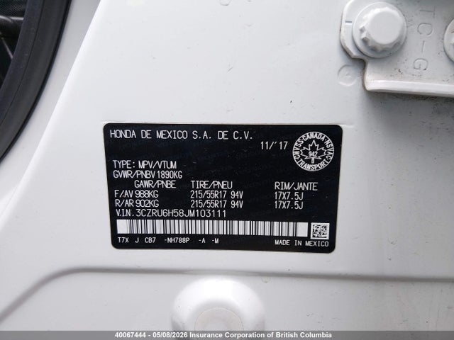 3CZRU6H58JM103111 Honda HR-V EX