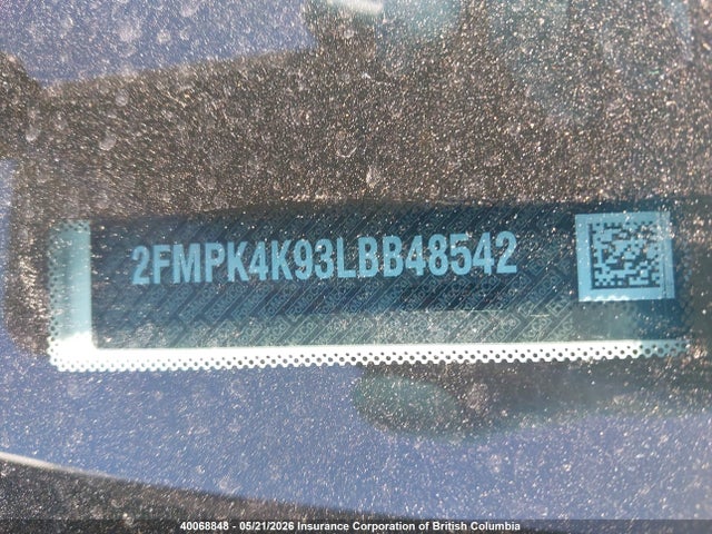 40068848 :رقم المزاد ، 2FMPK4K93LBB48542 vin ، 2020 Ford Edge مزاد بيع