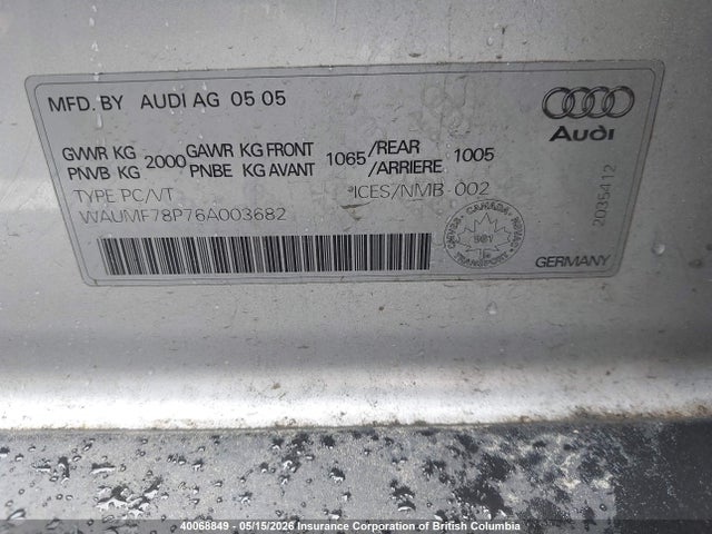 Продаж на аукціоні авто 2006 Audi A3, vin: WAUMF78P76A003682, номер лоту: 40068849