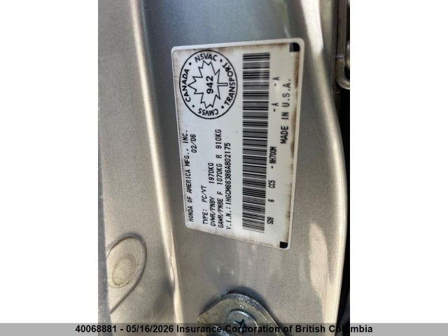Продаж на аукціоні авто 2006 Honda Accord Lx, vin: 1HGCM66386A802175, номер лоту: 40068881