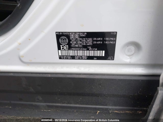 40068948 :رقم المزاد ، JTMADAFBXTJ014560 vin ، 2026 Toyota Bz Xle Awd مزاد بيع