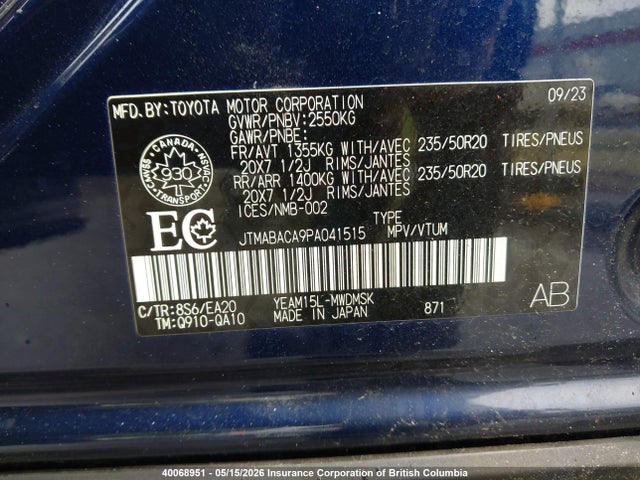 JTMABACA9PA041515 Toyota Bz4x