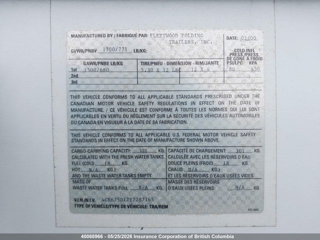 Продажа на аукционе авто 2000 Fleetwood , vin: 4CE675D12Y7287165, номер лота: 40068966