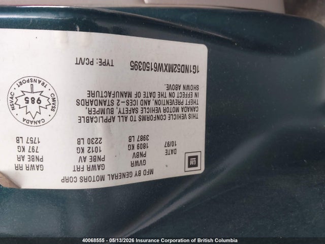 40068555 :رقم المزاد ، 1G1ND52MXW6150395 vin ، 1998 Chevrolet Malibu مزاد بيع
