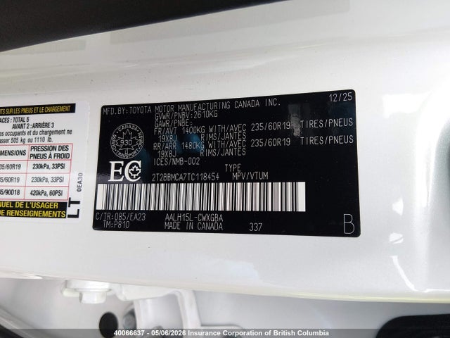 40066637 :رقم المزاد ، 2T2BBMCA7TC118454 vin ، 2026 Lexus Rx 350h Base/350h Premium/350h Premium Plus/350h Luxury/350h F Sport Design مزاد بيع