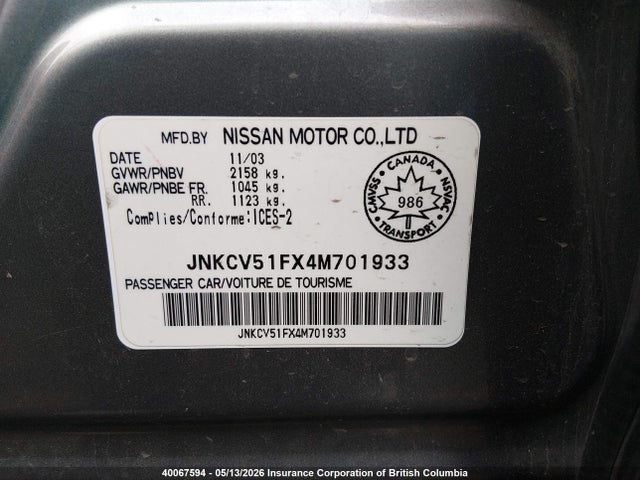 Aukcja sprzedaży 2004 Infiniti G35, vin: JNKCV51FX4M701933, numer aukcji: 40067594