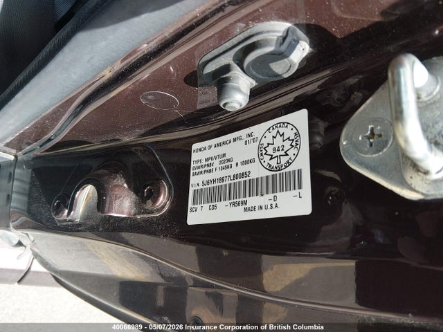Aukcja sprzedaży 2007 Honda Element Sc, vin: 5J6YH18977L800852, numer aukcji: 40066989