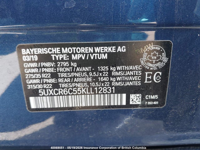 5UXCR6C55KLL12831 BMW X5