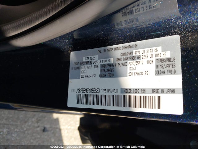 Aukcja sprzedaży 2023 Mazda Cx-5, vin: JM3KFBBM6P0155883, numer aukcji: 40069052