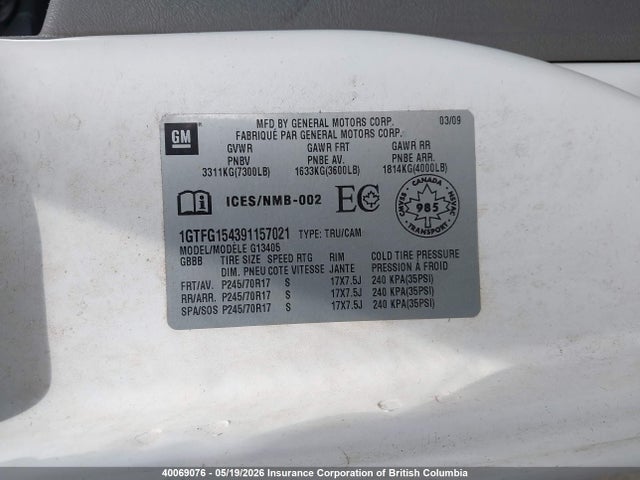 Продаж на аукціоні авто 2009 Gmc Savana G1500, vin: 1GTFG154391157021, номер лоту: 40069076