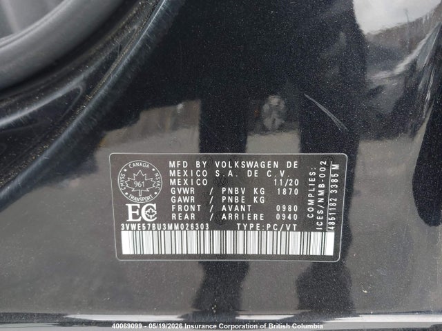 Aukcja sprzedaży 2021 Volkswagen Jetta, vin: 3VWE57BU3MM026303, numer aukcji: 40069099