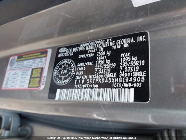 5XYPKDA5XHG194908 KIA Sorento Sx/sx Limited