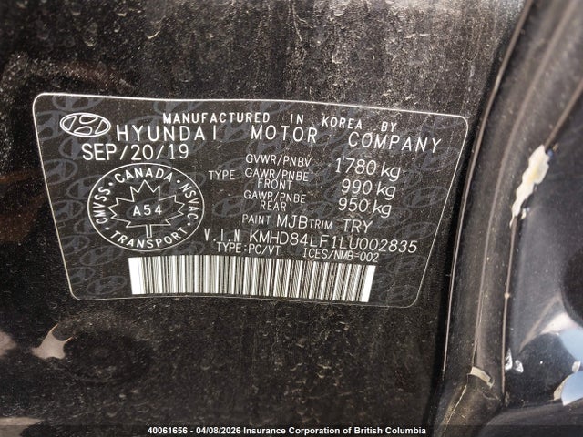 KMHD84LF1LU002835 Hyundai Elantra Sel/value/limited