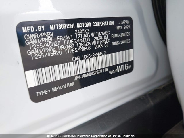 JA4J4WA84SZ621119 Mitsubishi Outlander Sel