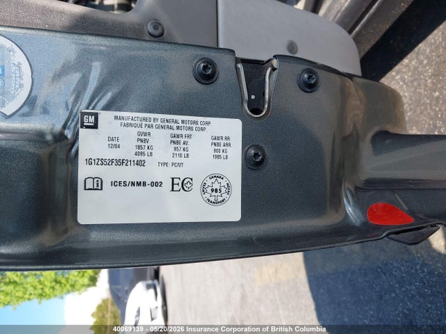 40069139 :رقم المزاد ، 1G1ZS52F35F211402 vin ، 2005 Chevrolet Malibu مزاد بيع