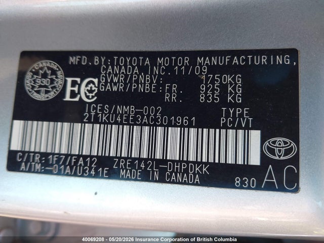 Продаж на аукціоні авто 2010 Toyota Corolla Matrix, vin: 2T1KU4EE3AC301961, номер лоту: 40069208