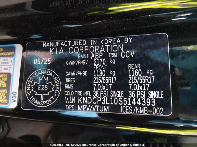 Aukcja sprzedaży 2025 Kia Niro Wind, vin: KNDCP3L10S5144393, numer aukcji: 40064055