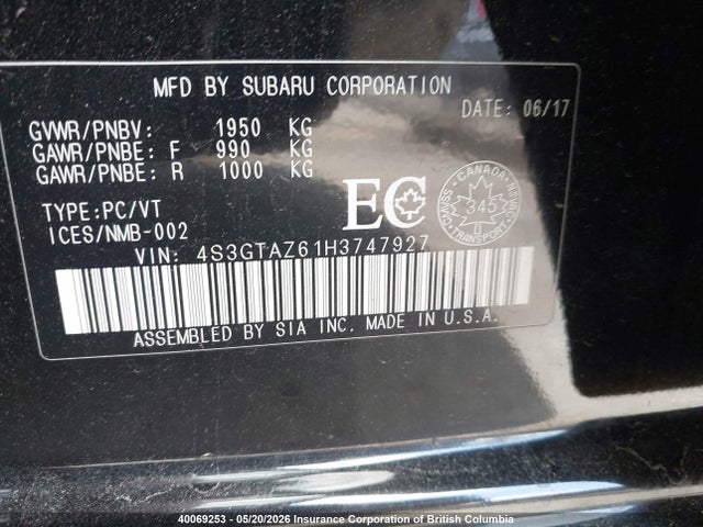 4S3GTAZ61H3747927 Subaru Impreza Limited