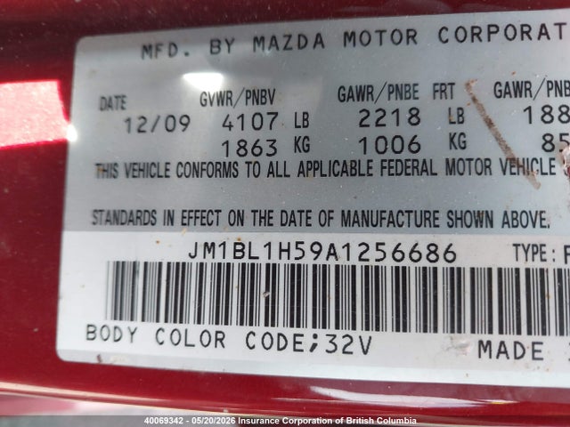 Продаж на аукціоні авто 2010 Mazda Mazda3 Gs/gt, vin: JM1BL1H59A1256686, номер лоту: 40069342