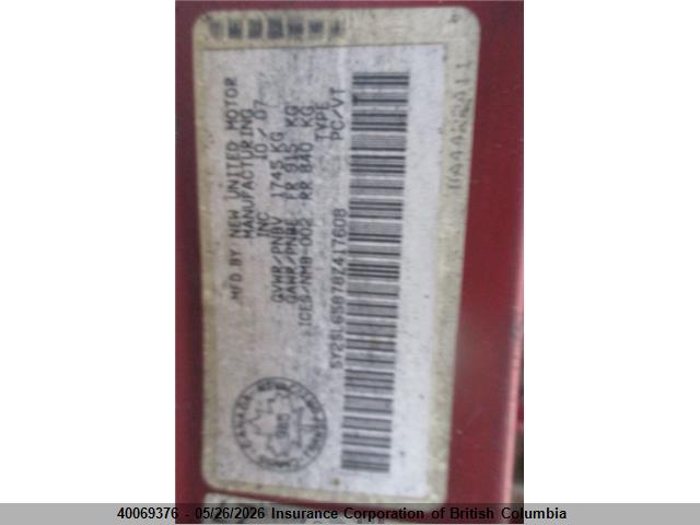 40069376 :رقم المزاد ، 5Y2SL65878Z417608 vin ، 2008 Pontiac Vibe مزاد بيع