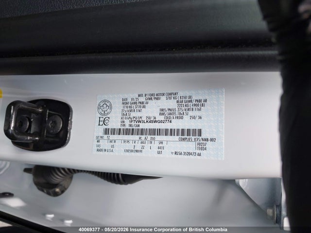 Продажа на аукционе авто 2025 Ford F150, vin: 1FTVW3LK4SWG02774, номер лота: 40069377