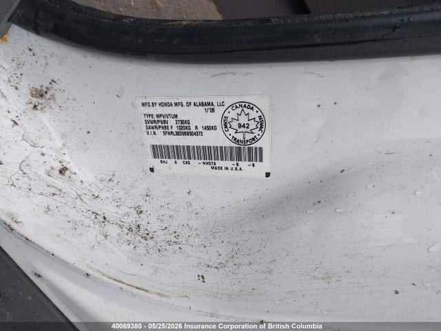 Продаж на аукціоні авто 2008 Honda Odyssey, vin: 5FNRL38298B504372, номер лоту: 40069380