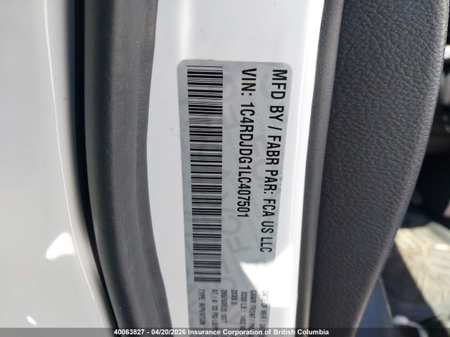 Продажа на аукционе авто 2020 Dodge Durango Gt, vin: 1C4RDJDG1LC407501, номер лота: 40063827