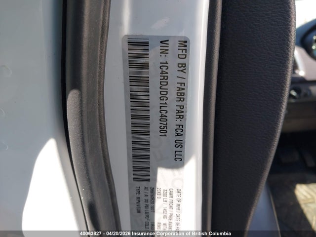 Продажа на аукционе авто 2020 Dodge Durango Gt, vin: 1C4RDJDG1LC407501, номер лота: 40063827