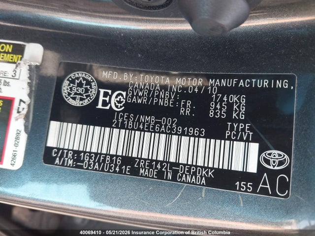 Aukcja sprzedaży 2010 Toyota Corolla S/le/xle, vin: 2T1BU4EE6AC391963, numer aukcji: 40069410