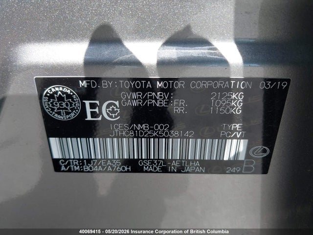 Продаж на аукціоні авто 2019 Lexus Is 300 300, vin: JTHC81D25K5038142, номер лоту: 40069415