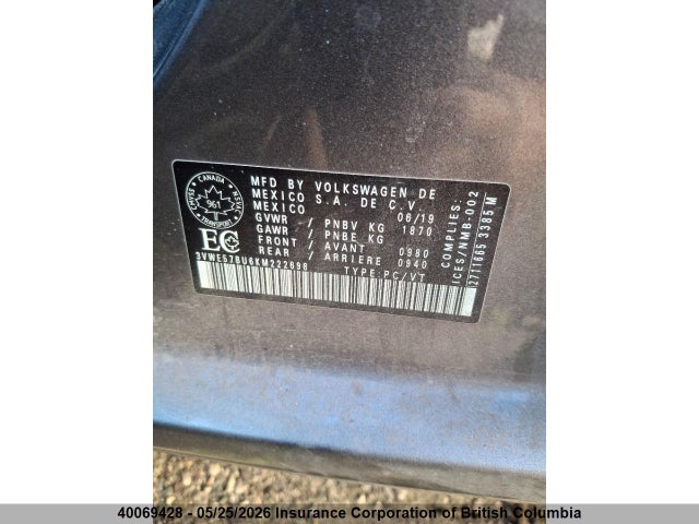 Продажа на аукционе авто 2019 Volkswagen Jetta, vin: 3VWE57BU6KM222698, номер лота: 40069428