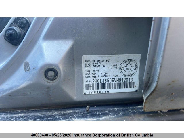 1997 Honda Civic მანქანა იყიდება აუქციონზე, vin: 2HGEJ6505VH912013, აუქციონის ნომერი: 40069438