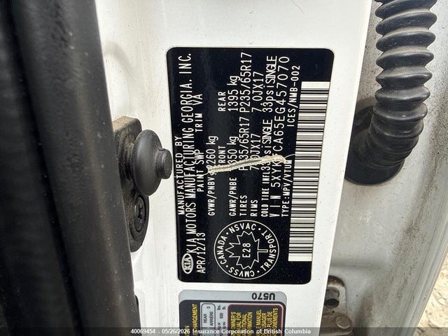 2014 Kia Sorento Lx მანქანა იყიდება აუქციონზე, vin: 5XYKTCA65EG457070, აუქციონის ნომერი: 40069454