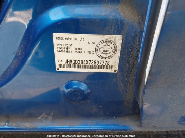 Продаж на аукціоні авто 2007 Honda Fit, vin: JHMGD384X7S807778, номер лоту: 40069511