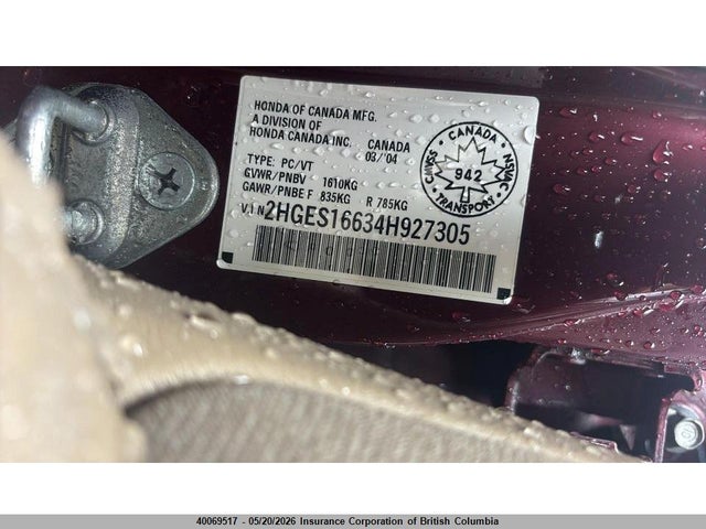Aukcja sprzedaży 2004 Honda Civic, vin: 2HGES16634H927305, numer aukcji: 40069517