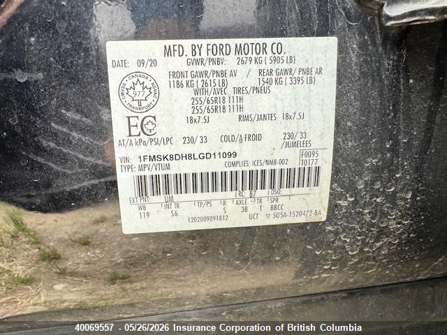 1FMSK8DH8LGD11099 Ford EXPLORER XLT
