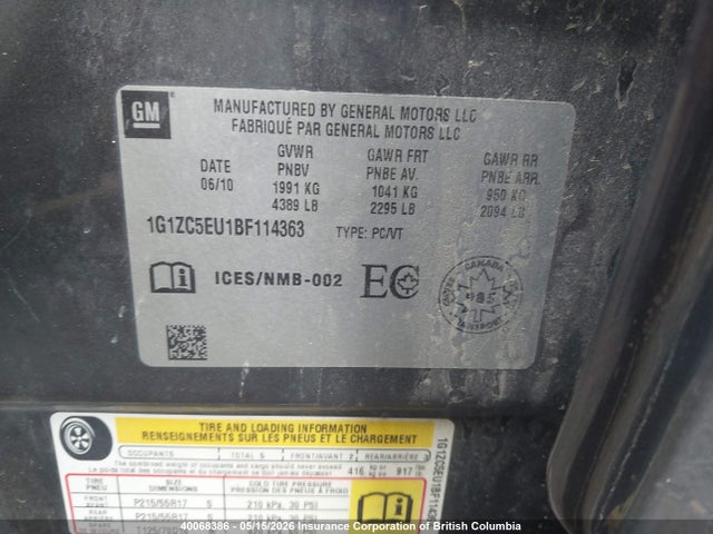 Продаж на аукціоні авто 2011 Chevrolet Malibu 1lt, vin: 1G1ZC5EU1BF114363, номер лоту: 40068386