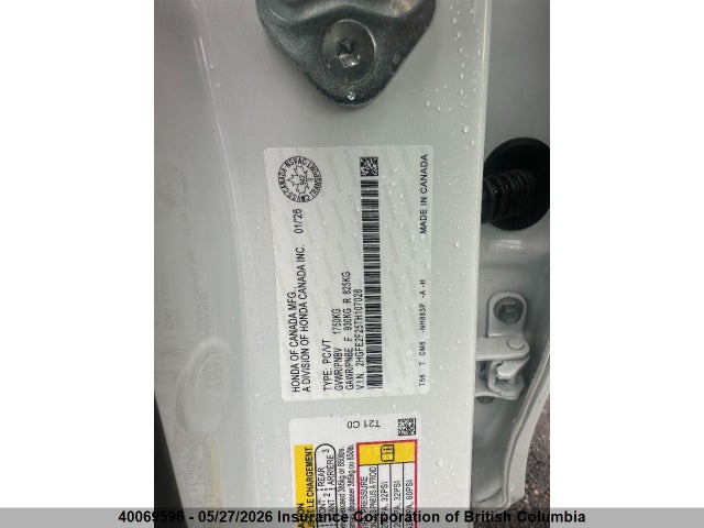 Auction sale of the 2026 Honda Civic, vin: 2HGFE2F25TH107028, lot number: 40069596