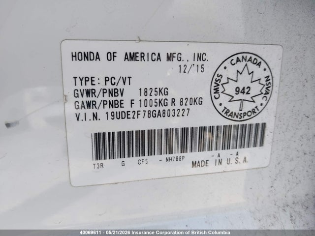 Продажа на аукционе авто 2016 Acura Ilx, vin: 19UDE2F78GA803227, номер лота: 40069611