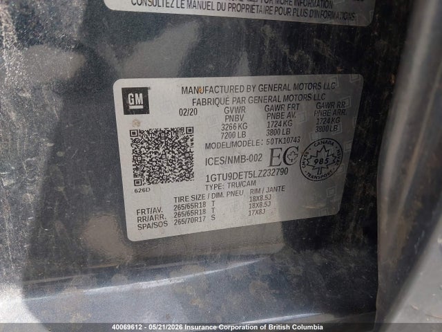 1GTU9DET5LZ232790 GMC Sierra K1500 Slt