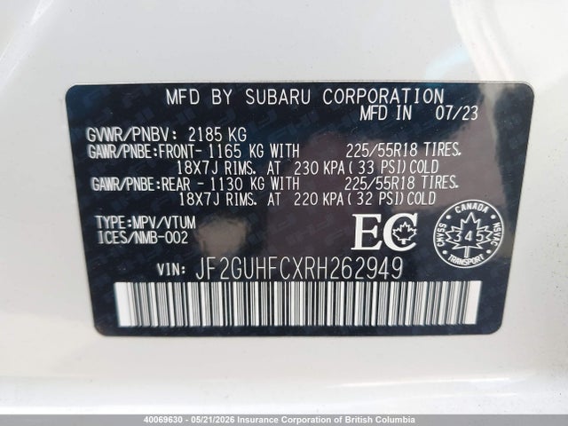 Продаж на аукціоні авто 2024 Subaru Crosstrek Onyx, vin: JF2GUHFCXRH262949, номер лоту: 40069630