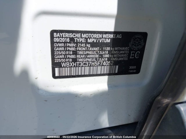 WBXHT3C37H5F74052 BMW X1