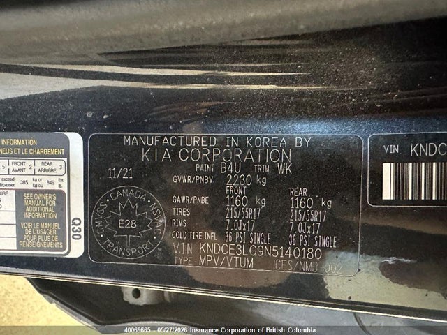 2022 Kia Niro მანქანა იყიდება აუქციონზე, vin: KNDCE3LG9N5140180, აუქციონის ნომერი: 40069665