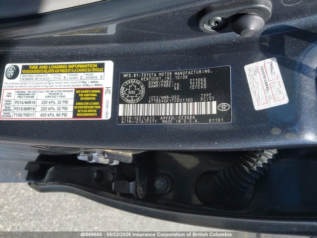 Aukcja sprzedaży 2007 Toyota Camry, vin: 4T1BB46K17U001160, numer aukcji: 40069680