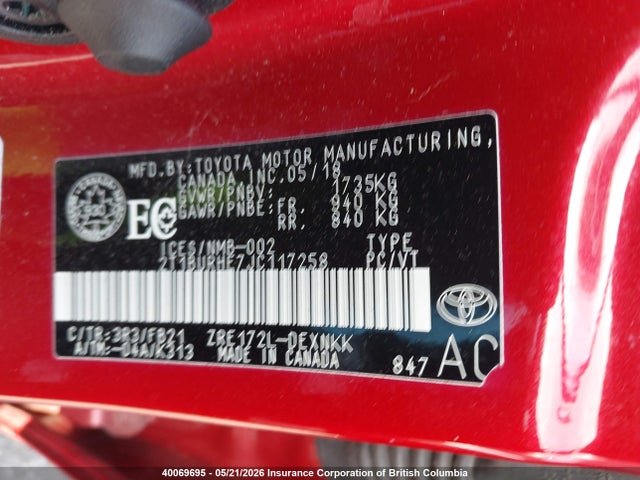 Продаж на аукціоні авто 2018 Toyota Corolla L/le/xle/se/xse, vin: 2T1BURHE7JC117258, номер лоту: 40069695