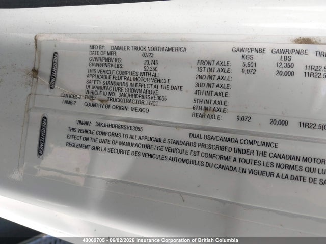 Продаж на аукціоні авто 2024 Freightliner New Cascadia 126, vin: 3AKJHHDR8RSVE3055, номер лоту: 40069705